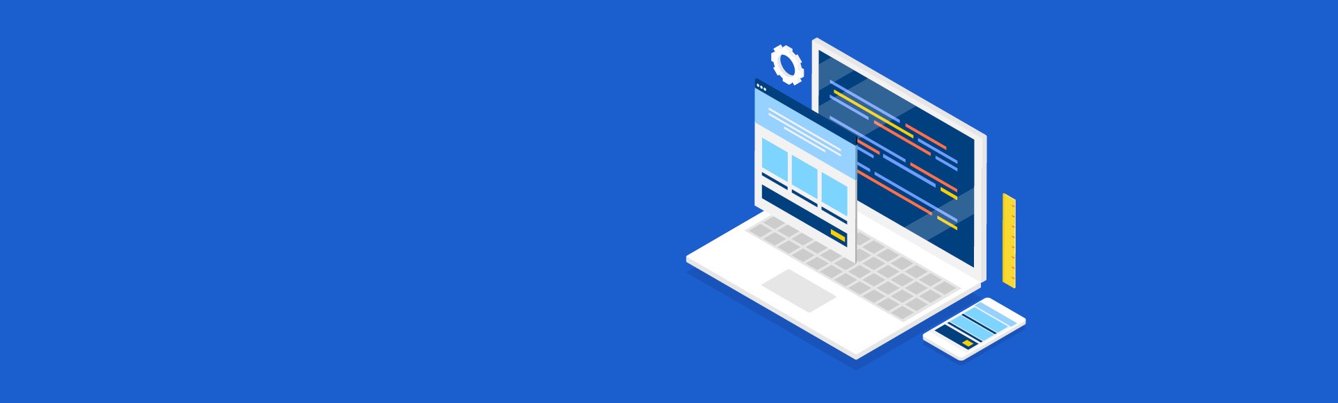 לפטופ על רקע כחול