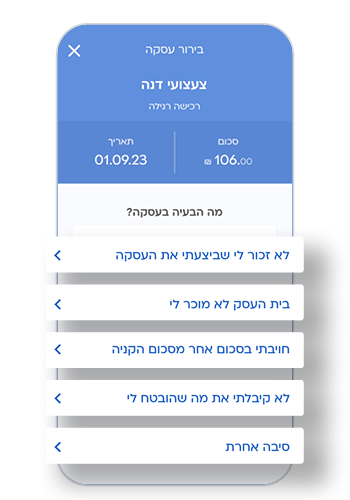 בוחרים את סיבת הבירור